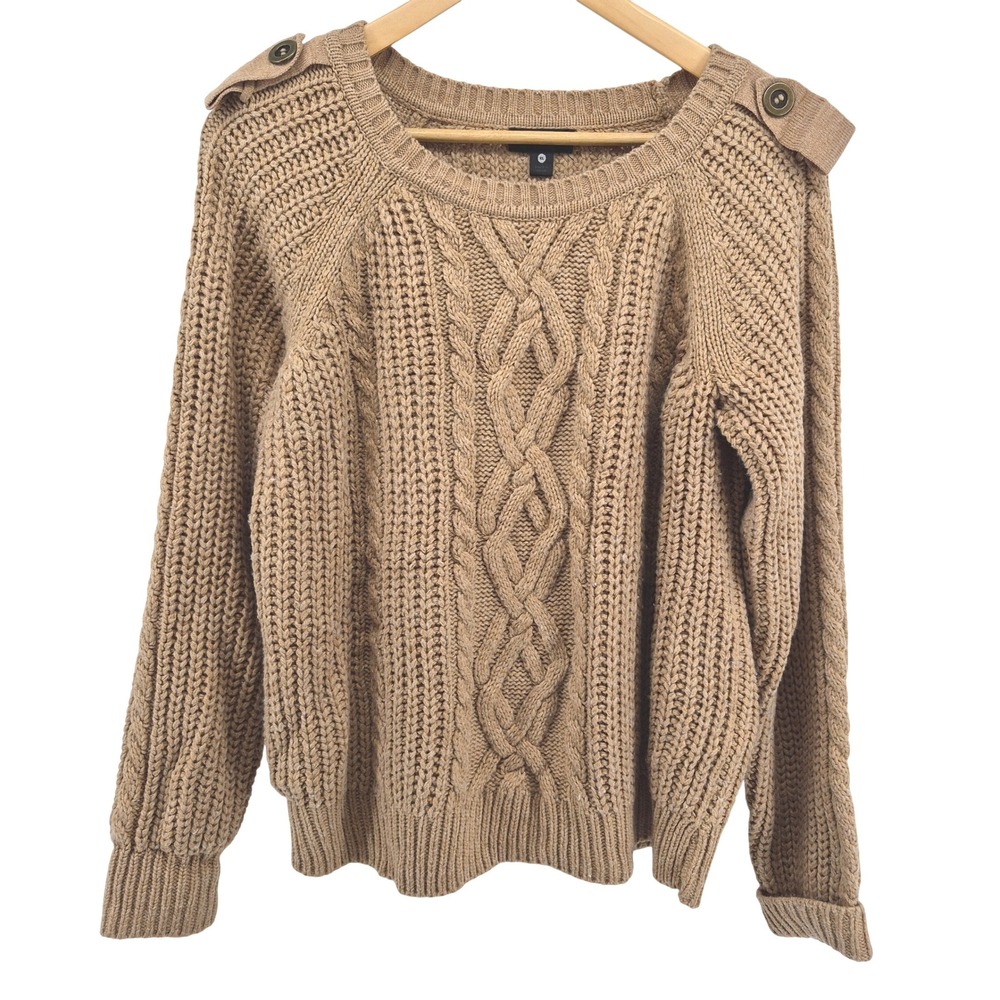 Worthington Cable Knit Chunky Pullover Sweater Sparkle Holiday Glam Sz XL Career